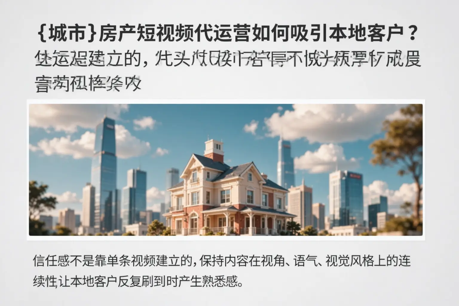 郧西房产短视频代运营如何吸引本地客户?